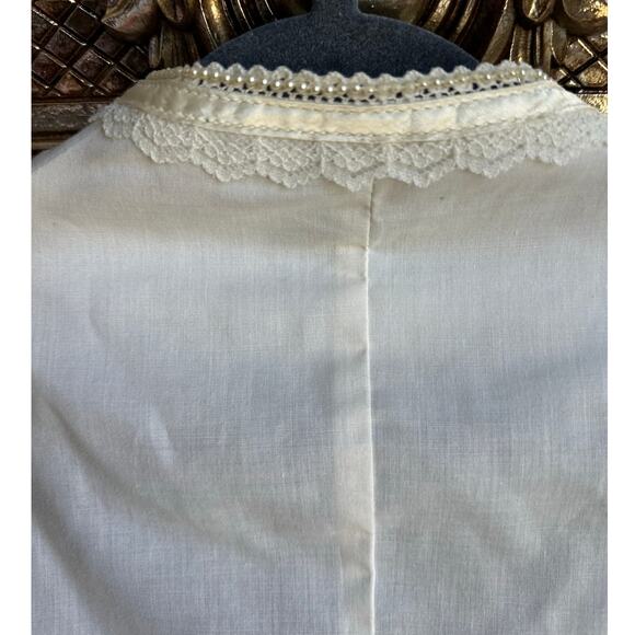 VTG 70s Gunne Sax Victorian Style Ivory Peasant Blouse Lace Pearl Button Up XXS - Picture 6 of 8